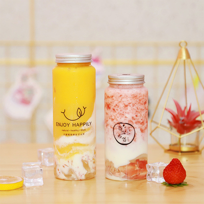 ハンドル 明るい PET プラスチック カスタマイズ可能な色付きの現代のミルクティーボトル