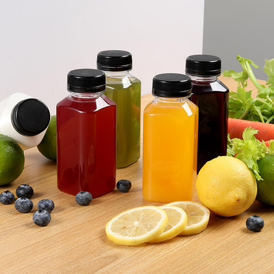 スクエアラウンドプラスチックミルクティーボトル ハンドルクリア 120ml 250ml 350ml 500ml容量