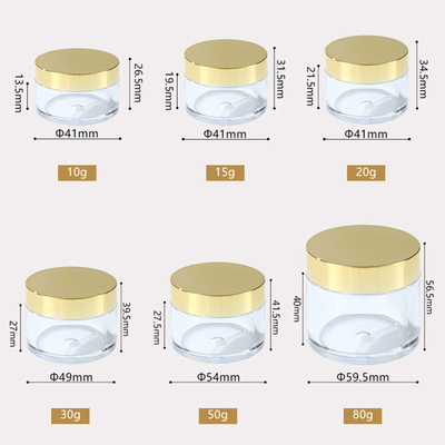 10ml-150ml 透明なプラスチックの丸いクリームボトル 圧力感受性ガスケット