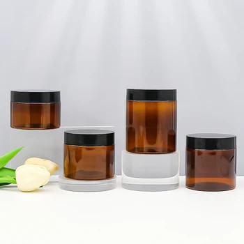 2oz 4oz 6oz 8oz 12oz 16oz 透明な広口プラスチック容器 アルミ蓋付き
