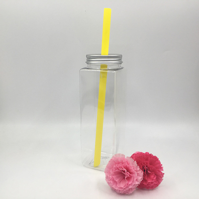 漏れ防止 透明なプラスチック製のミルクティーボトル カスタマイズされた四角形の丸形