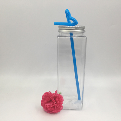漏れ防止 透明なプラスチック製のミルクティーボトル カスタマイズされた四角形の丸形