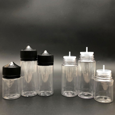 パーソナライズ可能な透明なPETE液体ボトル 10ml 15ml 30ml 60ml 80ml 100ml容量