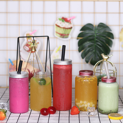カスタマイズ可能な透明なプラスチック製のミルクティーボトル 蓋に螺栓と隔熱装置