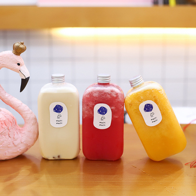 現代 透明 オーダーメイド プラスチック 果汁 ボトル 冷たい飲み物 泡茶 用のハンドル
