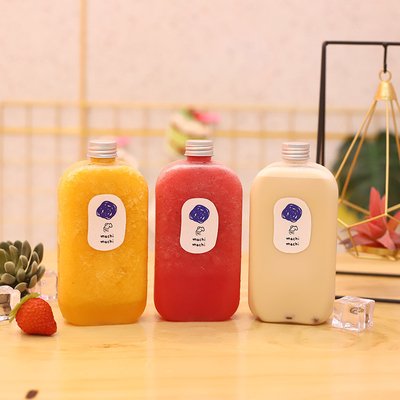 スクエアと丸い 透明な飲み物 漏れ防止の螺栓付きのミルクティーボトル