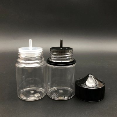 100ml 透明な丸いE液体ボトル,子供に耐えるスクリューキャップとカスタムスクリーンプリント