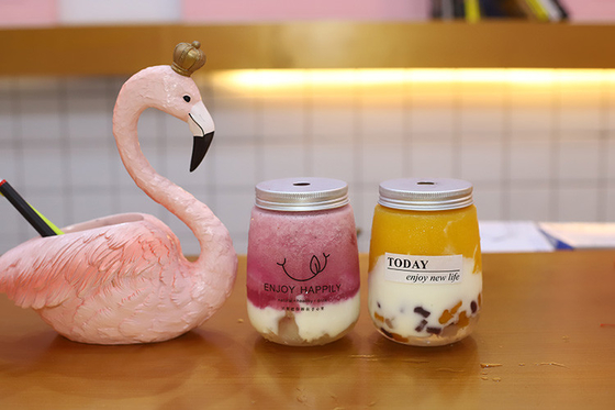350ml 容量 ミルク・ティー ボトル 透明 ビジネス用