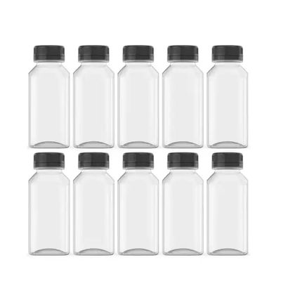 熱売のジュースボトル 高品質のプラスチック四角ジュースボトル アルミキャップ 平らな四角 使い捨てペットジュースボトル