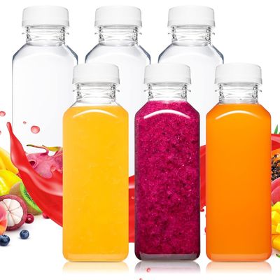 熱売のジュースボトル 高品質のプラスチック四角ジュースボトル アルミキャップ 平らな四角 使い捨てペットジュースボトル