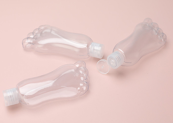 フリップ帽子が付いているフィートの形30ml 60mlプラスチックKeychainの詰め替え式のびん