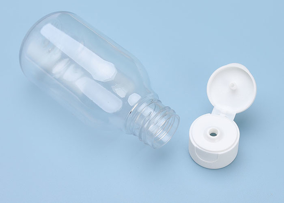 フリップ上の帽子が付いている100ml空の透明なプラスチックびん
