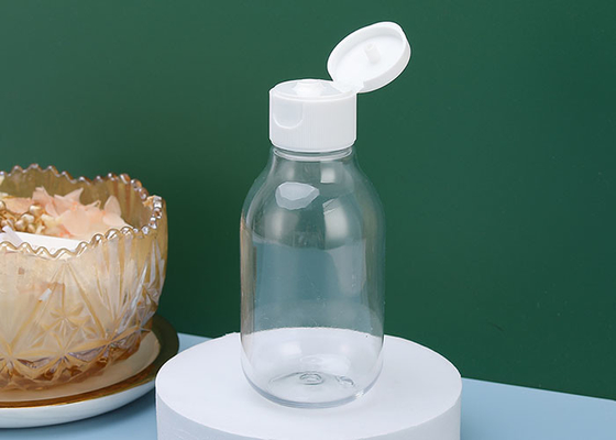 フリップ上の帽子が付いている100ml空の透明なプラスチックびん