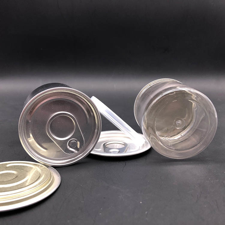 食品級 ポップ缶 PET 透明なプラスチック容器 直径80mm 300# アルミニウム 簡単に開いた端