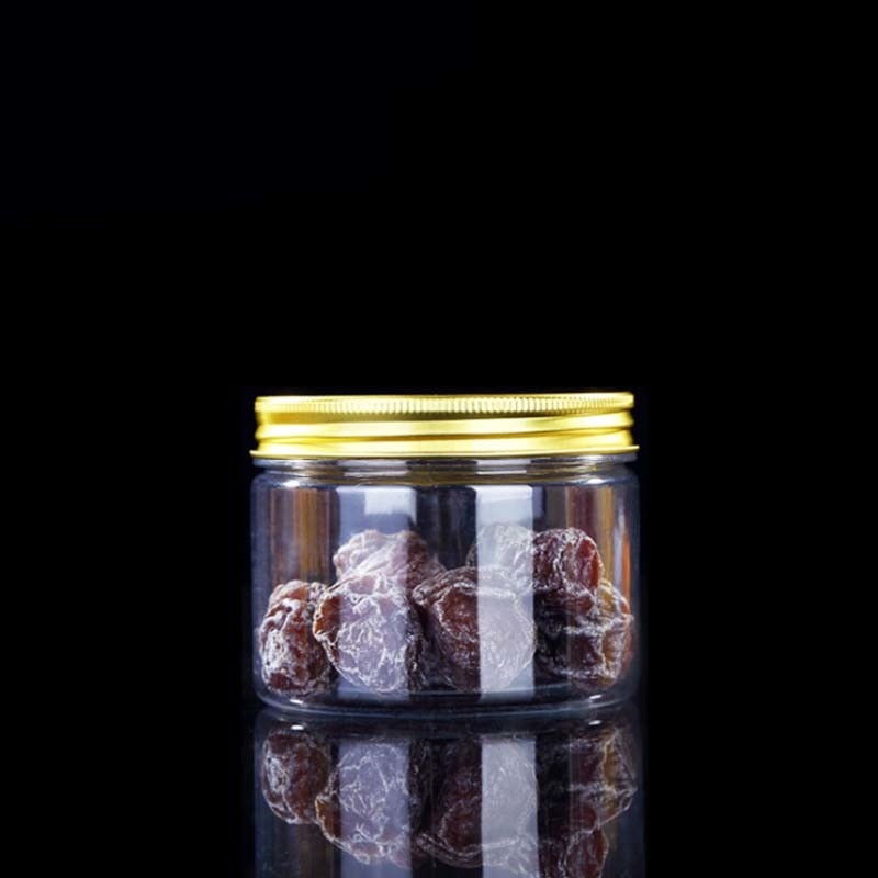 PETピーナッツバタージャムボトル 広い口 rPET アルミ / プラスチック蓋付きプラスチックアンバークリームボトル