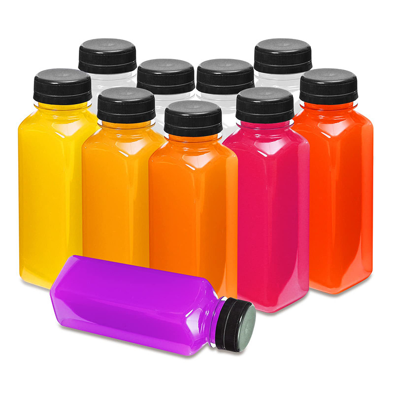 スクエアラウンドプラスチックミルクティーボトル ハンドルクリア 120ml 250ml 350ml 500ml容量