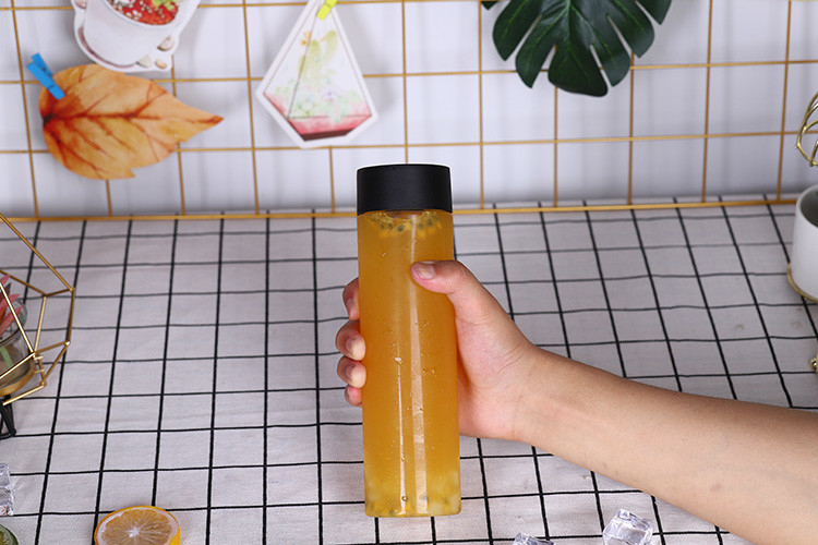 スタイリッシュ リーク 防止 再利用可能な飲み物 ボトル 透明 方形 / 丸 近代 プラスチック スクリュー 蓋付き 使いやすい