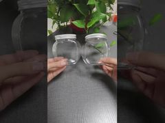 キャンディー、ビスケット、ナッツ用透明PETプラスチックジャー 広口食品包装ジャー