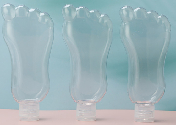 フリップ帽子が付いているフィートの形30ml 60mlプラスチックKeychainの詰め替え式のびん